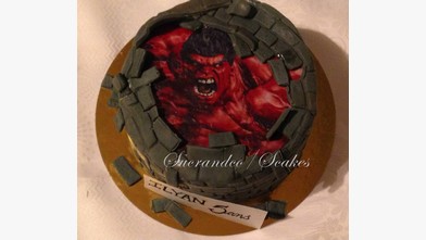 Impression alimentaire gâteau Hulk rouge imprimé photo comestible commander pas cher