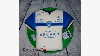 Impression alimentaire gâteau maillot club SC Bastia imprimé photo comestible pas cher
