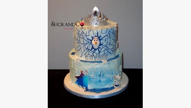 Gâteau baby shower reine des neiges Chiara paris ile de france bleu blanc